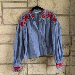 Zara Short Embroidered Top M